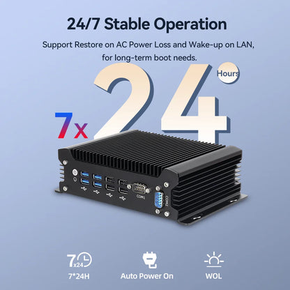 XCY Fanless IoT Industrial Mini PC Intel Core I5-1335U 2x COM RS232 2x LAN 8x USB WiFi SIM 4G LTE Windows 10/11 Linux PXE WOL