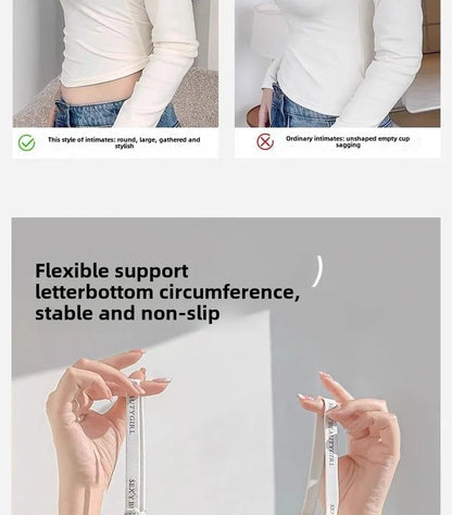 6cm Thickened Push-Up Bra for Small Chest Wireless No Steel Ring Letter Print Adjustable Straps Anti-Slip Pads Seamless Lingerie