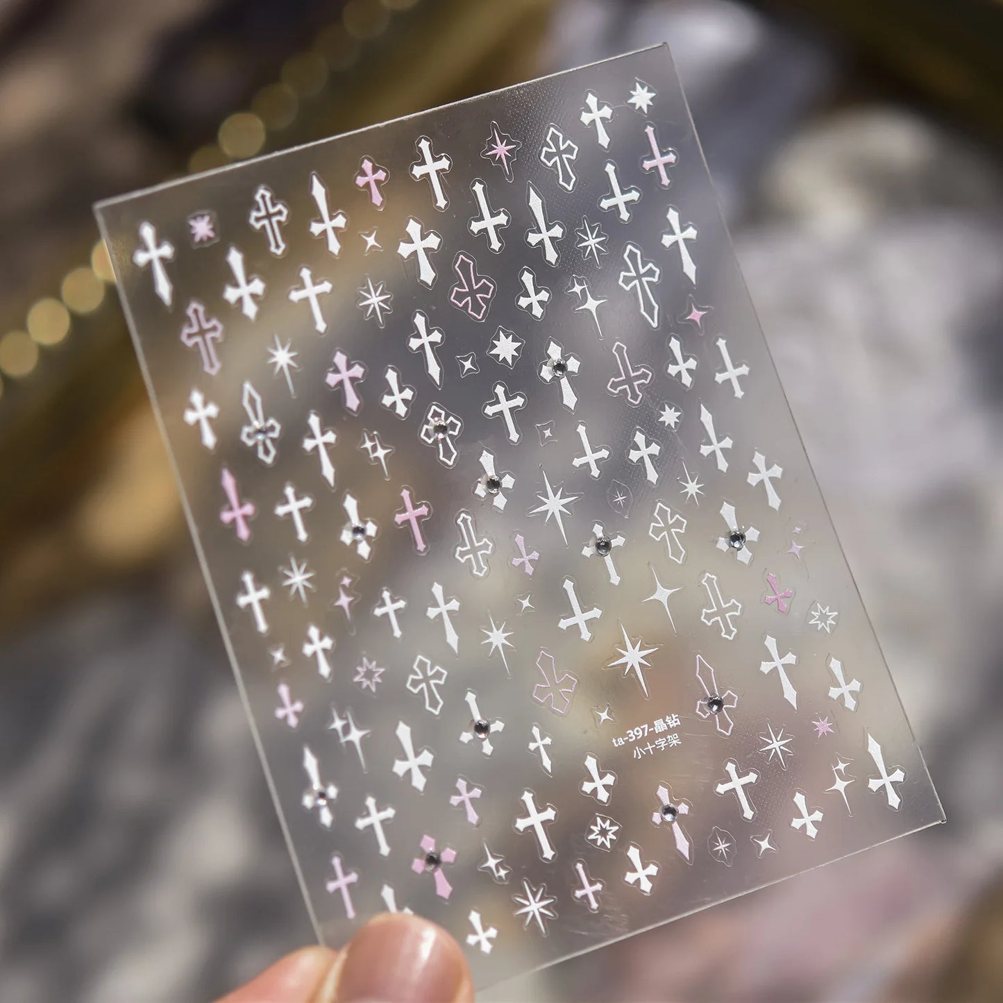 Gold Silver Metal Nail Stickers Dark Retro High-end Cross Nail Art Accessories Sticker Back Blue Nails 3D Decorations Decals DIY
