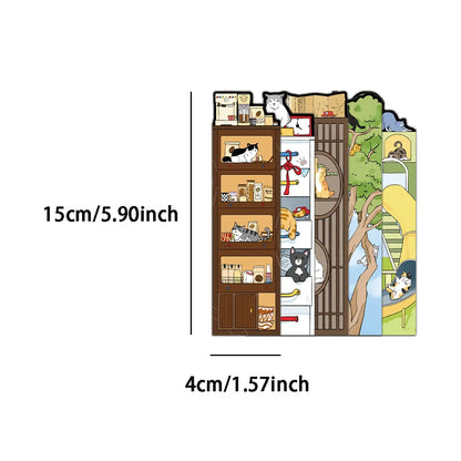 30PCS Cat Scene Bookmark Cartoon Cute Reading Page Book Label Decoration Student Creative Gift DIY