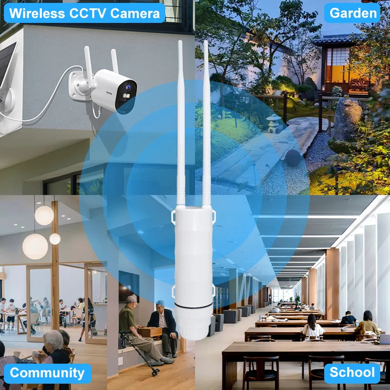 KuWFi AC1200 Outdoor CPE Router 1200Mbps 2.4G 5G Dual Band Wireless Wi-Fi Gigabit RJ45 Port Detachable Antennas 48V POE Repeater