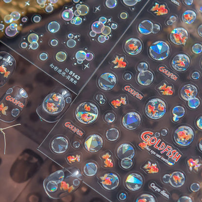 Iridescent Water Bubbles Shiny Stars Colorful 5D Nail Art Stickers Dreamy Water Drop Self Adhesive Decorations Manicure Decals