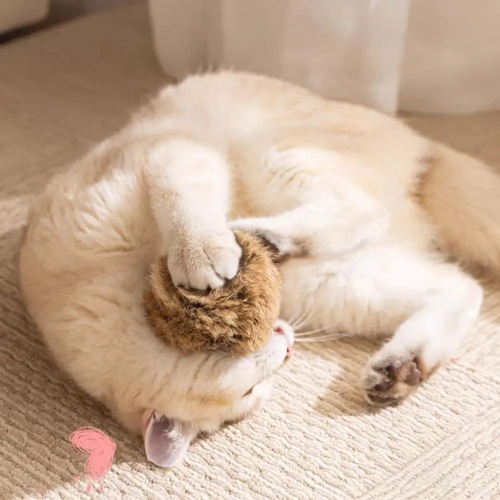 Claw Resistant Cat Ball Furry Ball Cat Toy Soft Fluffy Rabbit Fur Pom Pom Balls Washable Indoor Exercise Toy Stimulates Hunting