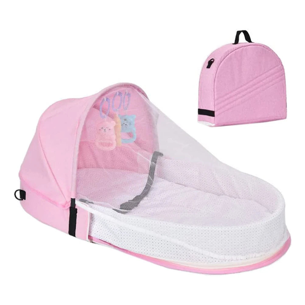 Baby Travel Bed Tight Stitching Baby Travel Cot Soft Linen Cotton Tear Resistant Multifunctional Comfortable Touch for Garden