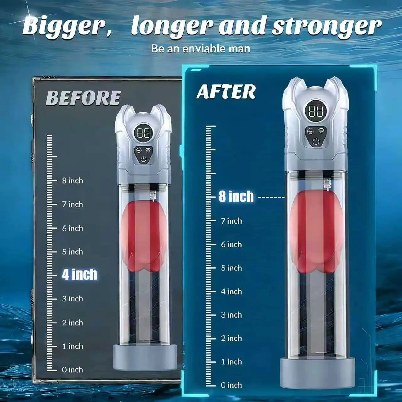 IPX7 Waterproof Electric Penis Pump for Enlargement Man Vacuum Pump Enlargement Extend Pump 4 Suction Levels 2 Silicone Sleeves