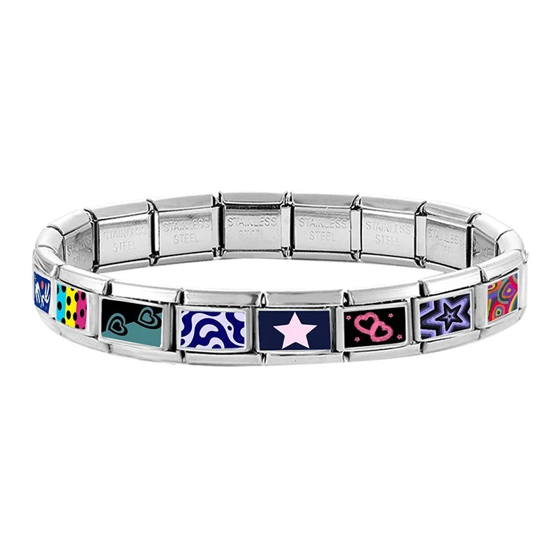 2026 Women Colored Star 1976 Eyes Heart Swan Watermelon Charms Italian Links Fit 9mm Bracelet Stainless Steel DIY Making Jewelry