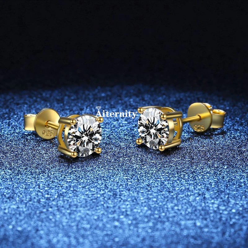 18K Plating Earrings S925 Sterling Silver D Color VVS1 Zircon Earring Stud for Women As Shinning As Diamond Wedding  Jewelry