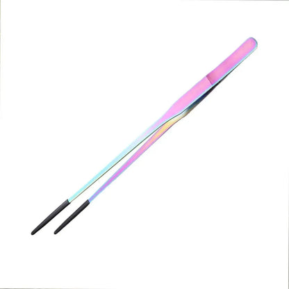 2PCS Stainless Steel Reptile Feeding Tongs with Rubber Tip Terrarium Tank Supplies Straight and Curved Tweezers Accessories