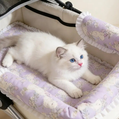 2025 New 2PCS Pet Strollers Cushion With Closures Soft Padding Pushchair Bedding Pad For Small Dog Travel Use