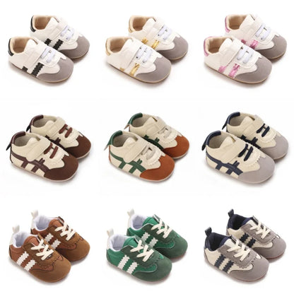 Spring and Autumn Fashion Stripes 0-1 Baby Shoes Baby Shoes Step Front Shoes Rubber Bottom Anti Slip Sneakers
