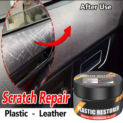 Car Interior Plastic Repair Care Kit, Scratch Repair Paste, Refresh Faded Aged Trim, Polish Brighten with Long-Term Protection
