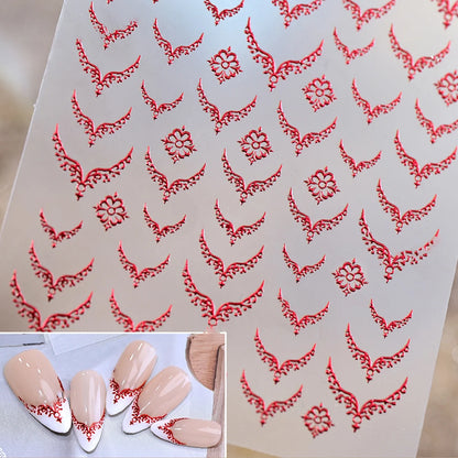 5D Embossed Emerald Gemstones Nail Art Stickers Luxury Golden Frame Baroque Flower Nail Decals Green Rhinestones Nail Supplies