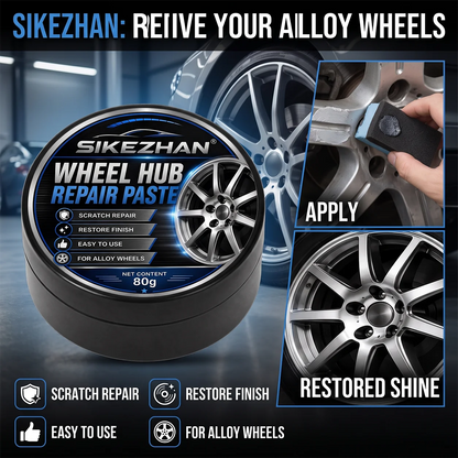 Car Wheel Hub Repair Paste, Scratch & Oxidation Remover, Color Restorer & Polish Wax Cleaner for Alloy Chrome Rims & Tires (80g)