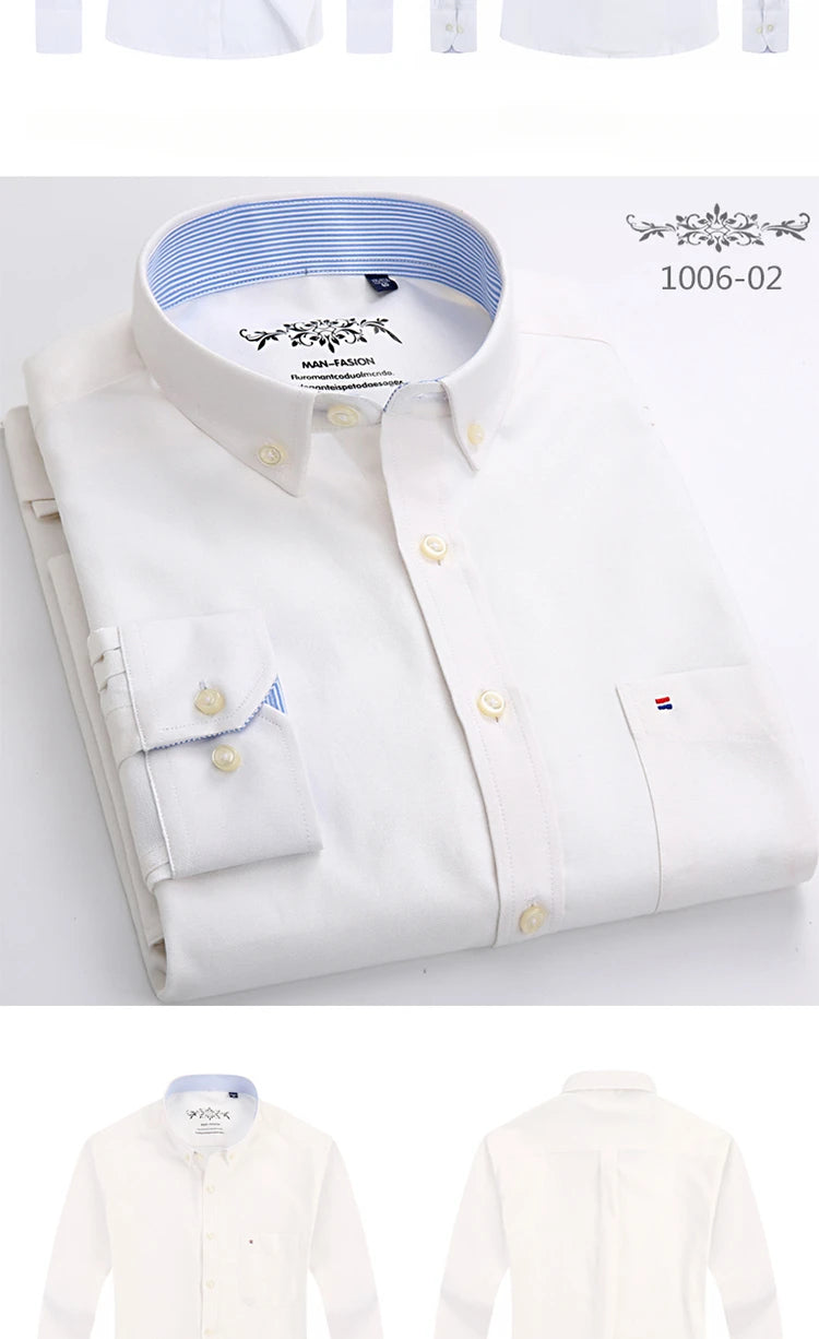 New in shirt long-sleeve shirts for men slim fit formal plian shirt single pocket office clothes soft plaid cotton designer tops