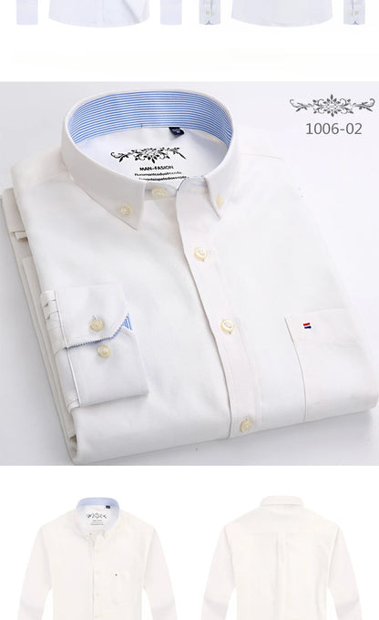 New in shirt long-sleeve shirts for men slim fit formal plian shirt single pocket office clothes soft plaid cotton designer tops