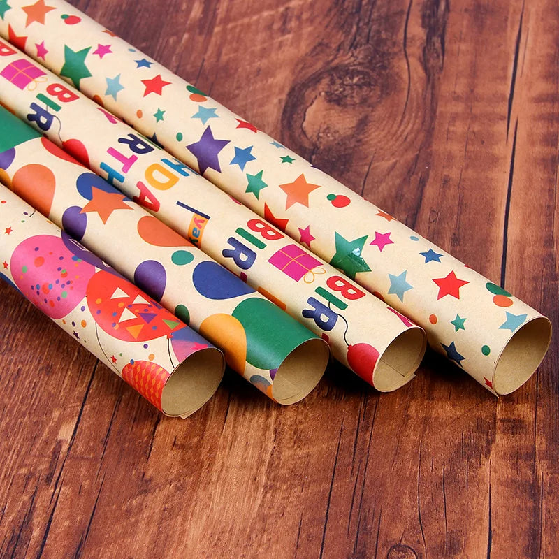 Colored Birthday Wrapping Paper - 43×300cm, Birthday, Party - Rainbow Gradient Pattern, for Bulk Use