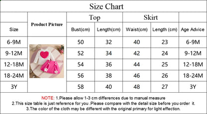 0-3Y Baby Girl Outfit Set 2pcs Puffy Sleeve Heart Shape Top and Corduroy Skirts Valentines Day Sweet Toddler Kids Clothes Girls