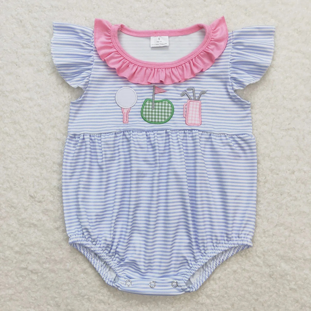 Wholesale Baby Girl Newborn Birthday Balloons Romper Bubble Embroidery Pink Plaid Bows Jumpsuit Kids Toddler Summer Clothes