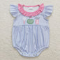 Wholesale Baby Girl Newborn Birthday Balloons Romper Bubble Embroidery Pink Plaid Bows Jumpsuit Kids Toddler Summer Clothes
