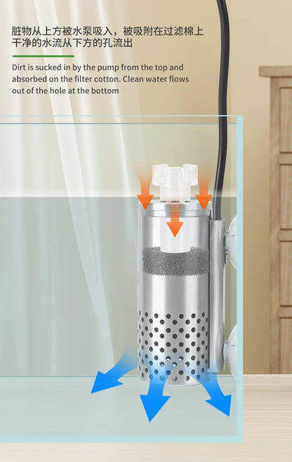 Aquarium Electric Oil Removal Film Fish Tank Stainless Steel USB Filter Self-Priming Floating Head Oil Film Processor