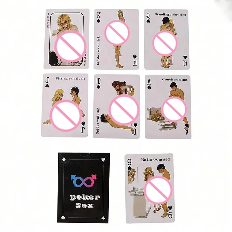 Adult Poker Card Game Set-Bedroom Fun Role Play 54 Cards Hottest Couples Sex Positions Sex Gift for Couples Connection Card Game