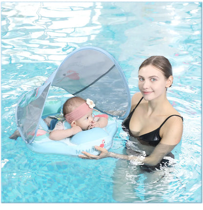 Mambobaby Gentle Skin-Safe Flamingo Air-Free Chest Float with Flat Canopy B503-143-W-Z Baby Swimming Ring Infant Water Circle