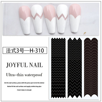 French Nail Art Sticker Crescent Smile Line French Pattern V-shaped Nail Decoration Decals