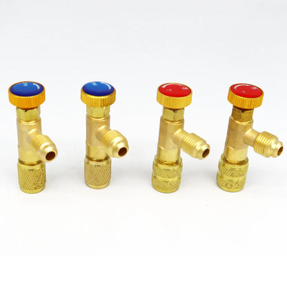 Air Conditioning Refrigerant Safety Valve R410A R22 1/4" 5/16" Refrigeration Charging Safety Liquid Adapter Hand Tool Parts