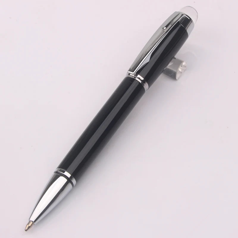 Baoer 79 Rollerball /Ballpoint Pen  Black Matte Silver Line Rotating Crystal Cover Office School Supplies Writing