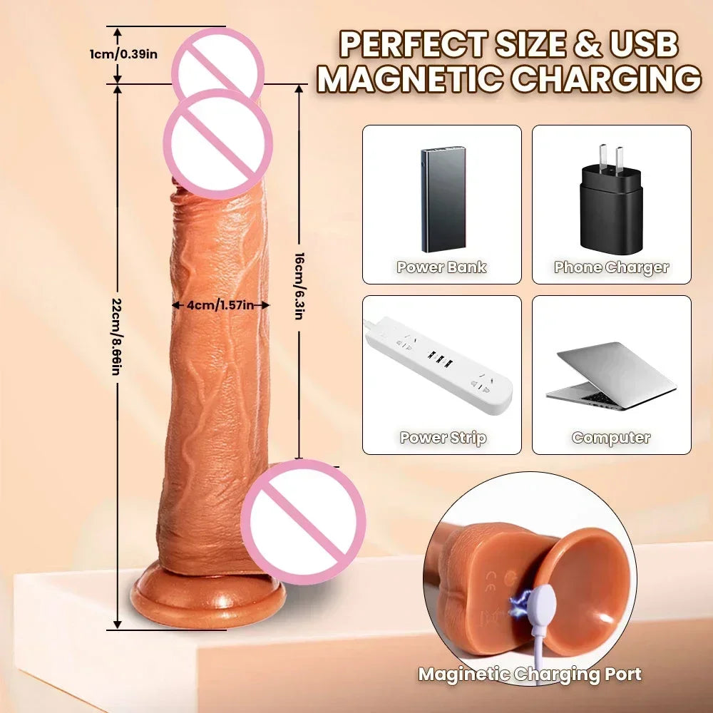 Telescopic Female Vibrator Dildo with Remote APP Control Heating Realistic Large Penis Massager Masturbator Sex Toy for Women