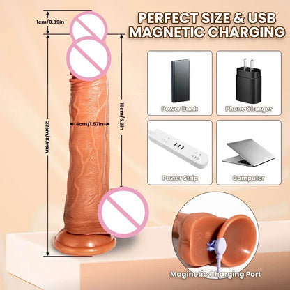 Telescopic Female Vibrator Dildo with Remote APP Control Heating Realistic Large Penis Massager Masturbator Sex Toy for Women