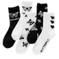 3/6/7 Pairs of Women Mid Length Stockings Set in Black And White With Butterfly Pattern Popular and versatile Sweat Absorption