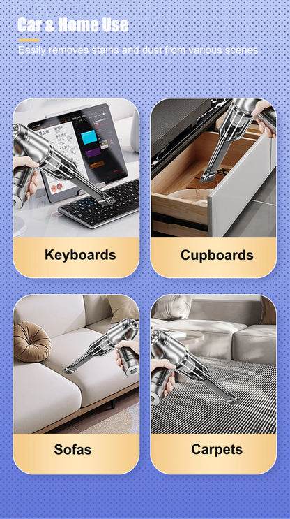 Car Vacuum Cleaner 95000PA High Power Wireless Handheld Vacuum Cleaner Cordless Powerful Hand Vacuum Cleaner Blower for Car Home