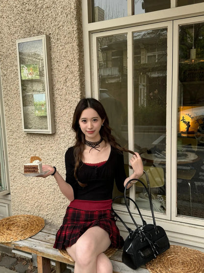 Summer Clothes Mini Skirts Woman Korean Fashion Short Skirts Women Low Rise Y2k Skirts Pleated Red Plaid Skirts Luxury Designer