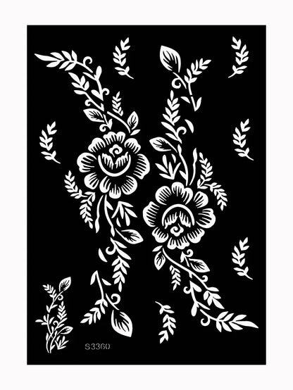 Flower Tattoo Stencil Reusable Henna Template for Hand and Body Henna Tattoo Design for Wedding Festival Party Tattoo Tools