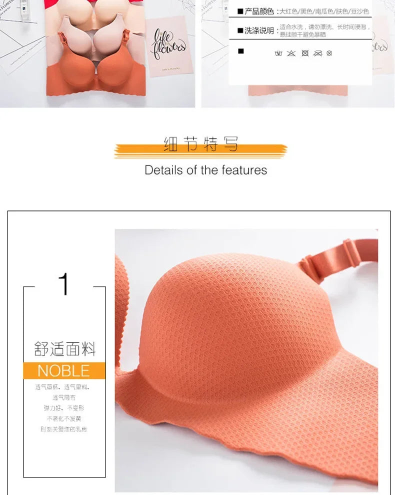Extreme Push-Up Bra 8cm Thick Pads for Small Bust, Wireless Double Cup Lift, Soft Comfort Fabric, Adjustable Deep V Bras