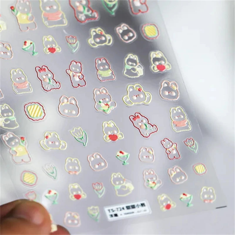 1pcs 5D Kawaii Jelly Nail Art Stickers Cute Jellyfish Self Adhesive Nail Art Decorations Stickers DIY Cartoon Manicure Decals