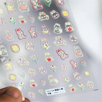 1pcs 5D Kawaii Jelly Nail Art Stickers Cute Jellyfish Self Adhesive Nail Art Decorations Stickers DIY Cartoon Manicure Decals