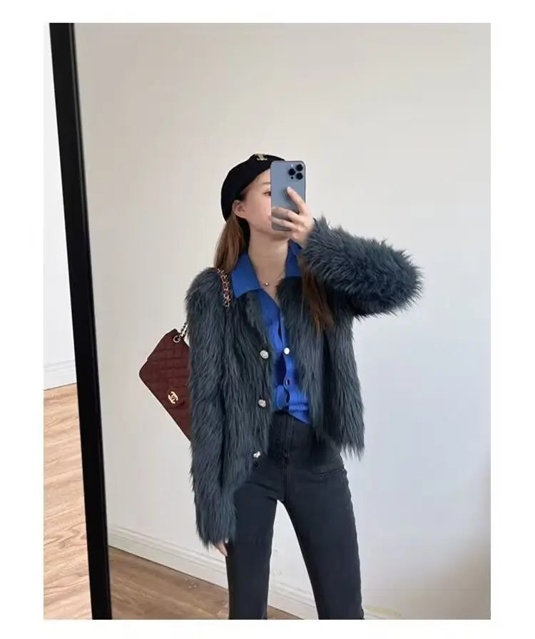 Imitation Mink Cashmere Knitted Cardigan Sweater Coat Women Autumn And Winter 2023 Popular European Soft Cardigan Sweater Female