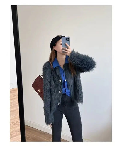 Imitation Mink Cashmere Knitted Cardigan Sweater Coat Women Autumn And Winter 2023 Popular European Soft Cardigan Sweater Female
