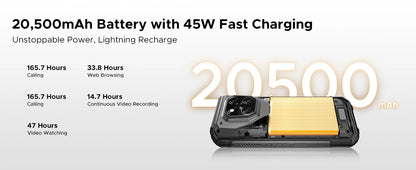 DOOGEE V Max Play 5G Projector Rugged Phone 6.78" Display 20500mAh Battery Dual Camping lights Dimensity 7300 NFC Smartphone