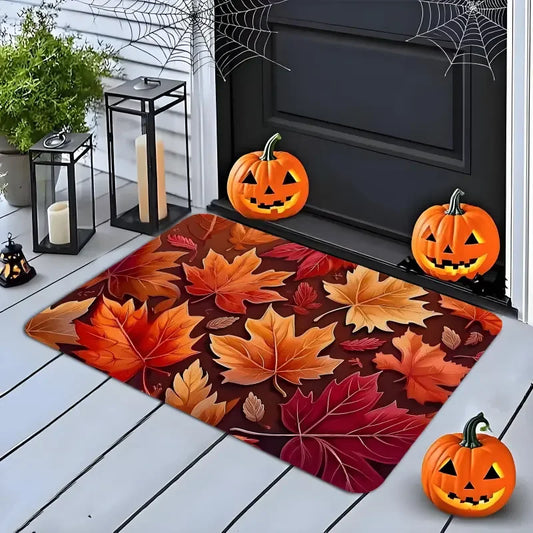 Autumn Maple Leaves Print Welcome Doormat Machine Washable Carpet for Living Room Bedroom Kitchen and Laundry Rug Floor Mat