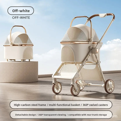 Pet Stroller Lightweight Foldable Portable Detachable Carrier Small Dogs Cats Walking Cart Dog Stroller Pettroller Dog Trolley
