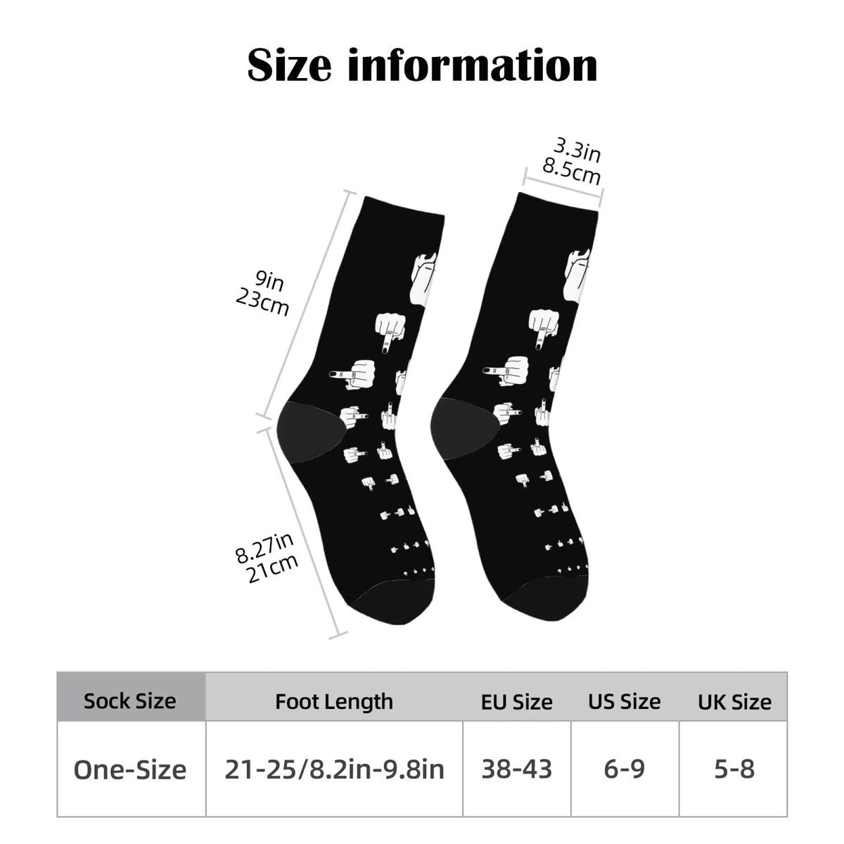 Funny Finger Art Men's Socks Novelty Street Harajuku Hip Hop Style Compression Socks Casual Fashion Crazy Party Happy Socks Gift