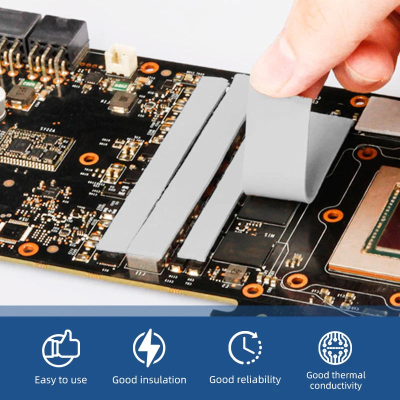 21W/MK Thermal Pad Kit 0.5mm 1.0mm 1.5mm High Performance Thermal Pads for SSD GPU CPU Nvme M.2 PS5 PC Laptop Heatsink Cooling