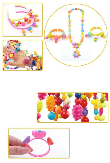 188-608pcs Pop Beads Children Girls Princess Jewelry Making Kit Creative Necklace Bracelet Rings DIY Ideal Christmas Birthday Gi