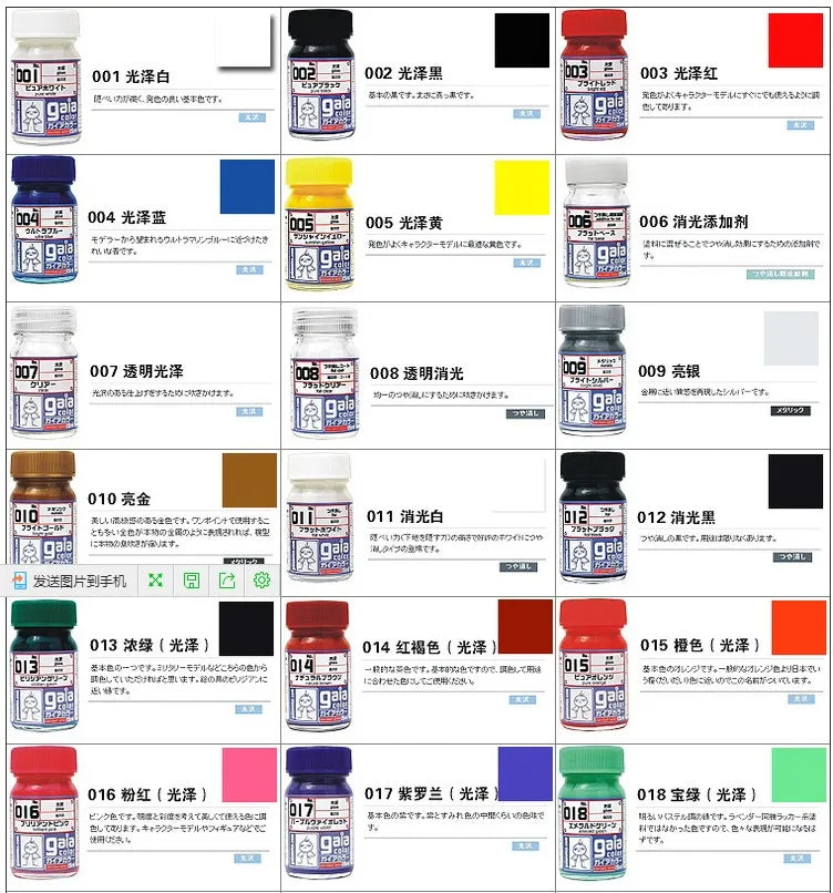Gaia Model fluorescence specific paint G101-G110 Transparent Fluorescent color system Japan Gunpla Plastic Military