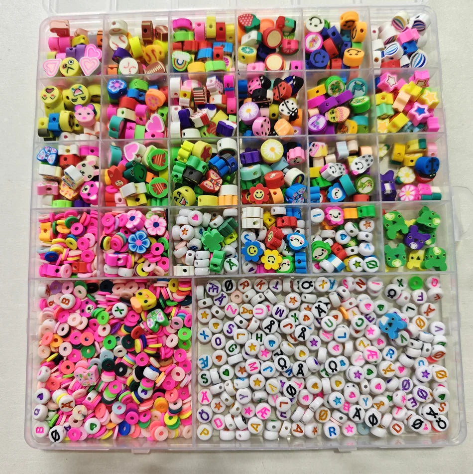 1800 Pcs Kids DIY Bead Set Jewelry Making Kit Colorful Hand‑Craft Beads For Bracelet Necklace Making Educational Creative Toy Perfect Gift For Girls