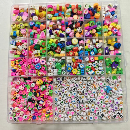 1800 Pcs Kids DIY Bead Set Jewelry Making Kit Colorful Hand‑Craft Beads For Bracelet Necklace Making Educational Creative Toy Perfect Gift For Girls
