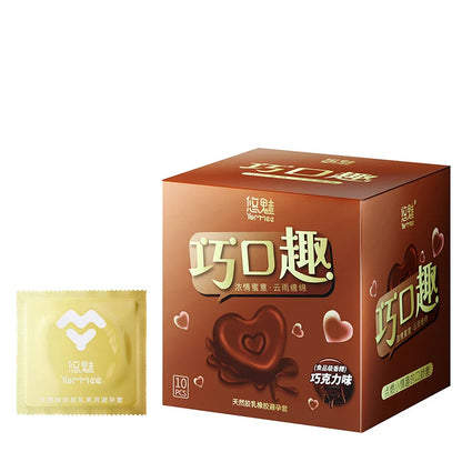 10Pcs Professional Oral Sex Condom Natural Latex Chocolate Flavour Condones Medium Smooth Non-reservoir Ultra-thin Fit Kondome